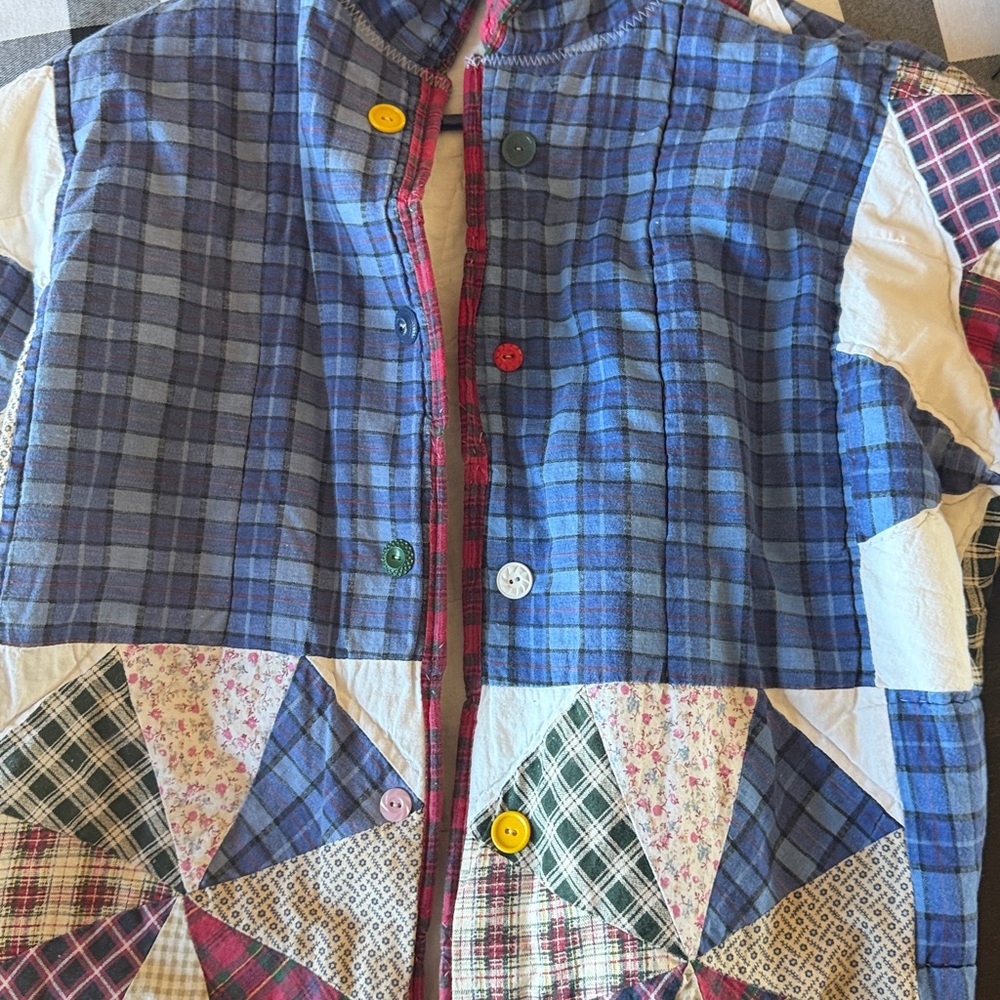 Women’s handmade patchwork granny blanket cardigan hoodie - Picture 7 of 9